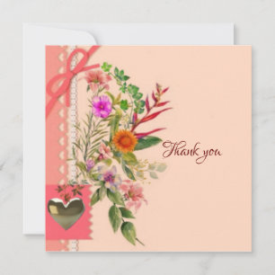 Dank je bloemen vintage kaart