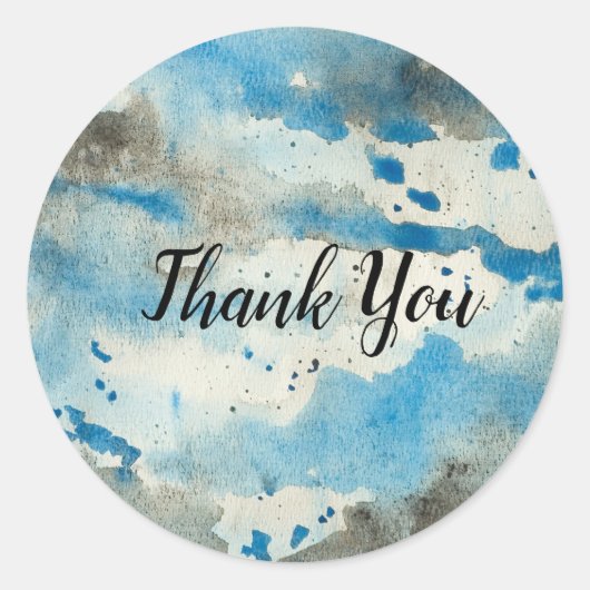 Dank je Blue water kleurstickers Ronde Sticker (Voorkant)