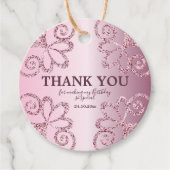 Dank Je Blush Roze Glitter Verjaardag Bedankjes Labels (Voorkant)