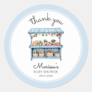 Dank Je Boerenmarkt Jongen Baby Shower Ronde Sticker