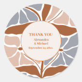 Dank je Boho Chic Retro Bloemen Bruiloft Ronde Sticker (Voorkant)