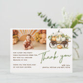 Dank je Boho Foto Herfst Pompoen Baby Shower Kaart (Staand voorkant)