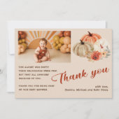 Dank je Boho Foto Herfst Pompoen Baby Shower Kaart (Voorkant)