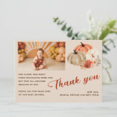 Dank je Boho Foto Herfst Pompoen Baby Shower Kaart (Staand voorkant)