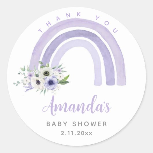 Dank je Boho Regenboog Baby Shower Klassiek Ronde Sticker (Voorkant)