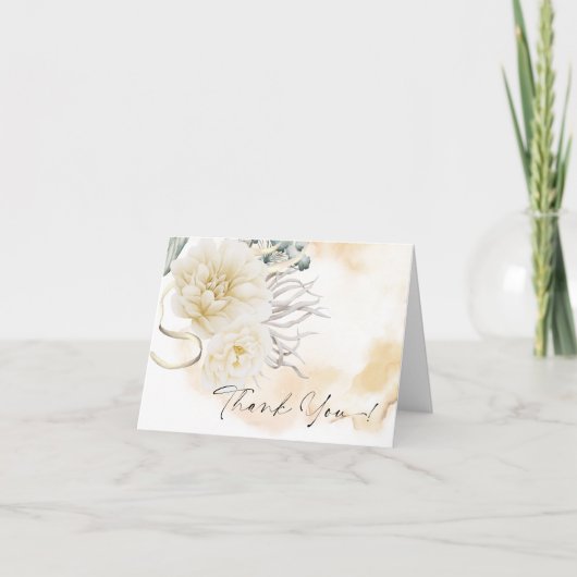Dank je | BOHO Waterverf Cream Yellow Peony Bedankkaart (Voorkant)