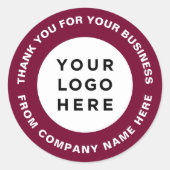 Dank je bordeauxrood logo dat er uitspringt ronde sticker (Voorkant)