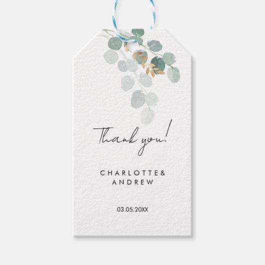 Dank je! Botanisch, elegant, handschrift Cadeaulabel (Voorkant)