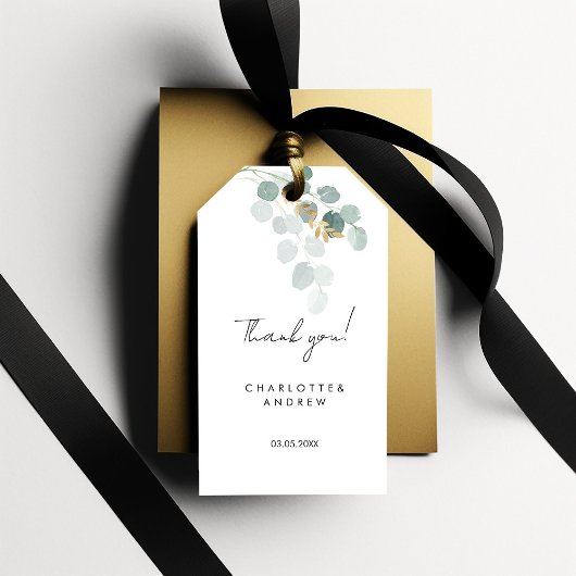 Dank je! Botanisch, elegant, handschrift Cadeaulabel