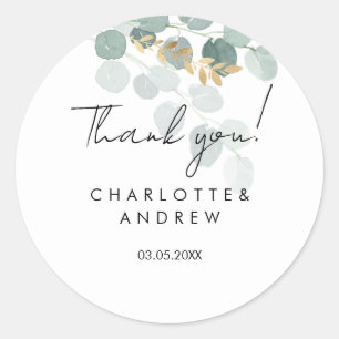 Dank je! Botanisch, elegant, handschrift Ronde Sticker