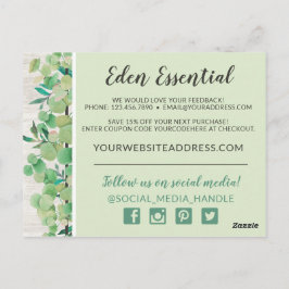 Dank je Botanische groenbladeren Eucalyptus & Hout Briefkaart