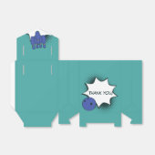 Dank je! Bowling verjaardagsfeestje in blauw-groen Bedankdoosjes (Uitgevouwen)