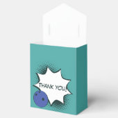 Dank je! Bowling verjaardagsfeestje in blauw-groen Bedankdoosjes (Geopend)