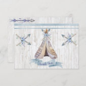 Dank je | Boy Baby Blue Shower Boho Chic Teepee Bedankkaart (Voorkant / Achterkant)