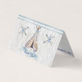 Dank je | Boy Baby Blue Shower Boho Chic Teepee Visitekaartje (Voorkant)