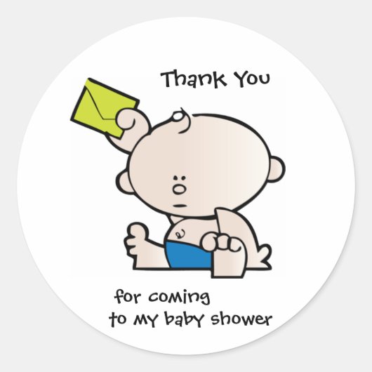 Dank je Boy Baby shower Gift Label Sticker (Voorkant)