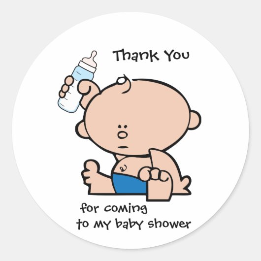 Dank je Boy Baby shower Gift Label Sticker (Voorkant)