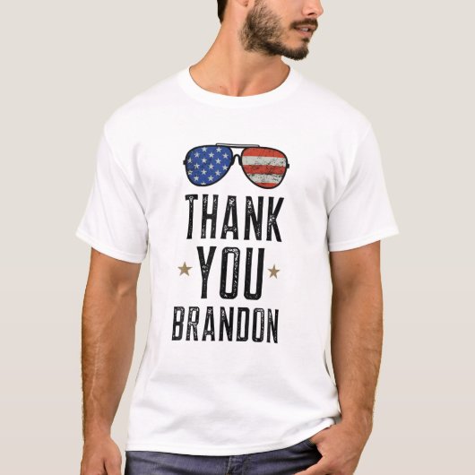 Dank je Brandon met  Amerikaans vlagglas T-shirt (Voorkant)
