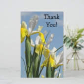 Dank je! briefpapier Blauwe Lucht Gele Iris Bloeme (Staand voorkant)
