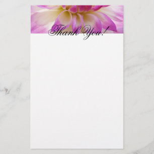 Dank je! briefpapier Roze Witte Dahlia Bloemen