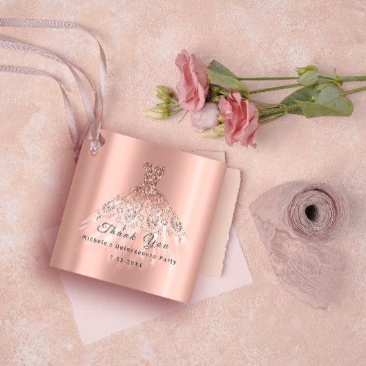 Dank je Bruid 16e Quinceanera Gouden Roos Bedankjes Labels