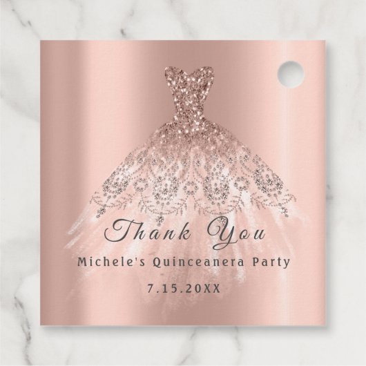 Dank je Bruid 16e Quinceanera Gouden Roos Bedankjes Labels (Achterkant)