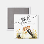 Dank je Bruid Bruidegom Illustratie Magneet (Voorkant / Achterkant)