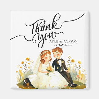 Dank je Bruid Bruidegom Illustratie Magneet