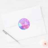 Dank je bruid Sweet16th Glitter Holografische Drip Ronde Sticker (Envelop)