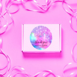 Dank je bruid Sweet16th Glitter Holografische Drip Ronde Sticker