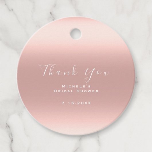 Dank je bruids douche Sweet 16 Ombre Roze Bedankjes Labels (Voorkant)
