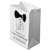 Dank je bruidsjonker Zwarde vlinderdas Tuxedo over Medium Cadeauzakje (Voorkant Gekanteld)