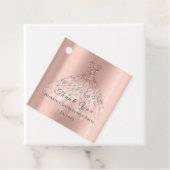 Dank je bruidsmeisje 16e Quinceanera-feestjurk roz Bedankjes Labels (In situ)