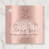 Dank je bruidsmeisje 16e Quinceanera-feestjurk roz Bedankjes Labels (Voorkant)