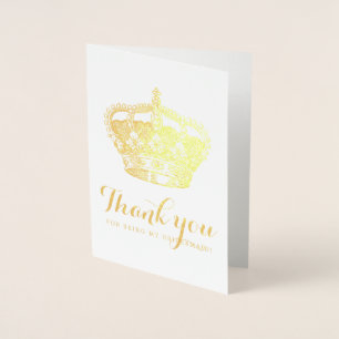 Dank Je Bruidsmeisje Gouden Koninklijke Kroon Folie Kaarten
