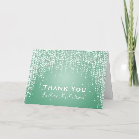 Dank je bruidsmeisje Nacht Dazzle Mint Groen Bedankkaart (Voorkant)