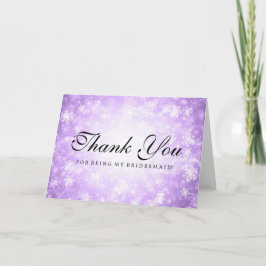 Dank je bruidsmeisje Paars Winter Wonderland Bedankkaart