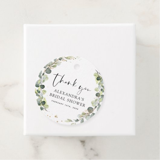Dank je bruidsshower Eucalyptus groen Bedankjes Labels (In situ)