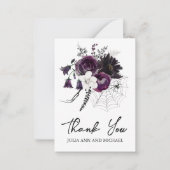 Dank je Bruiloft Halloween Bloem Paars Pruim Notitiekaartje (Voorkant)
