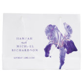 Dank je bruiloft paarse iris moeder favor bag groot cadeauzakje (Achterkant)