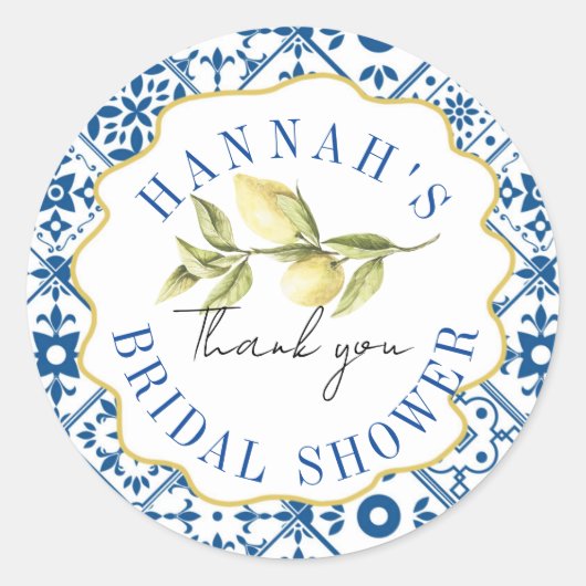 Dank je Bruiloft Shower Med Italiaanse Citroen Ronde Sticker (Voorkant)