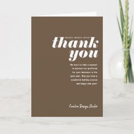 Dank je bruin gevouwen zakelijke feestdag Kaart