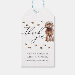 Dank je bruine Cavapoo hond Trouwen Cadeaulabel
