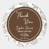 Dank je bruine schelpen Doodles Ronde Sticker (Voorkant)