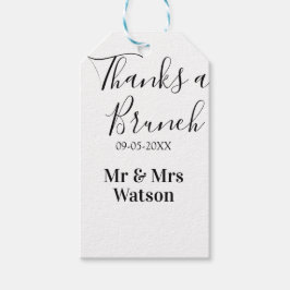 Dank je brunch na huwelijksnaam datum eenvoudig  cadeaulabel