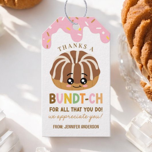 Dank je Bundt-ch Bundt Cake-cadeaubijslags Cadeaulabel