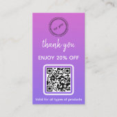 Dank je | Business Logo Minimalist QR-code Kortingskaartje (Voorkant)
