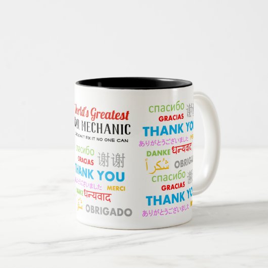 Dank je CAR MECHANIC - werelds grootste dank Tweekleurige Koffiemok (Voorkant rechts)
