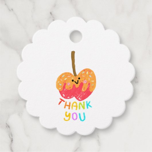 Dank je Caramel CandyApple Zoete traktatie favorie Bedankjes Labels (Voorkant)