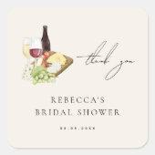 Dank je Charcuterie Wijn & Kaas Bruiloft Borrel Vierkante Sticker (Voorkant)